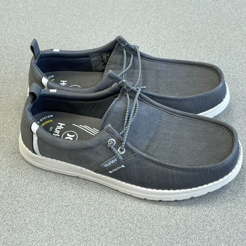 NEW Hurley Men's 8 Canvas Bungee Shoes Gray